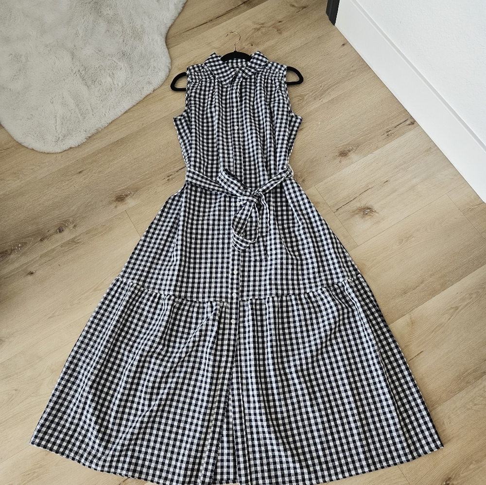 043 Tommy Hilfiger Gingham Black and White Midi Dress - Picture 4 of 4
